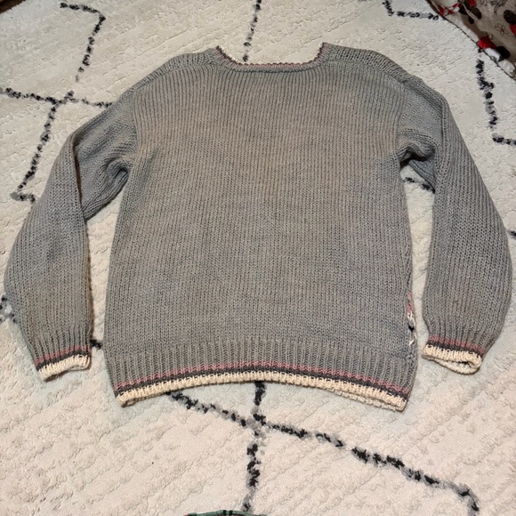 Vintage Grey Cottagecore Koret Granny Sweater Cardigan Hand Knitted Large 80s - Picture 3 of 12